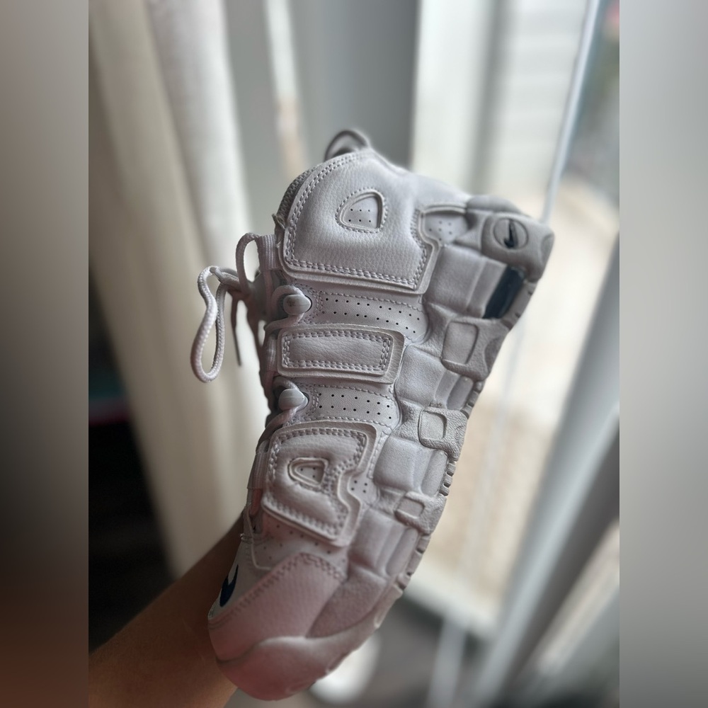 COPY - Nike uptempo- white and midnight navy size 6Y or 7-7.5 womens